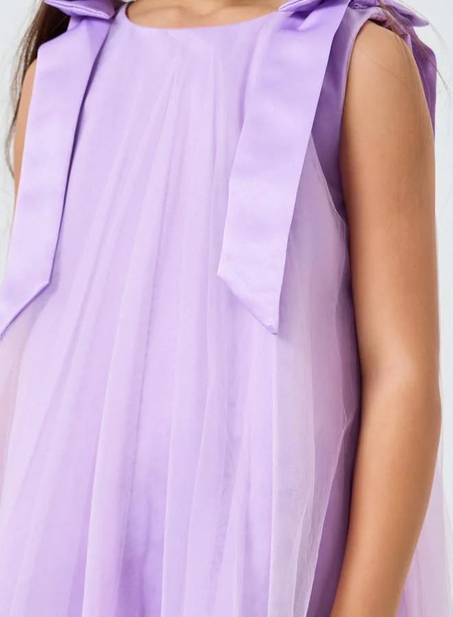 Take Two  Girls Bow Tie Ruffle Hem Mesh Party Dress for Women | Best Price UAE